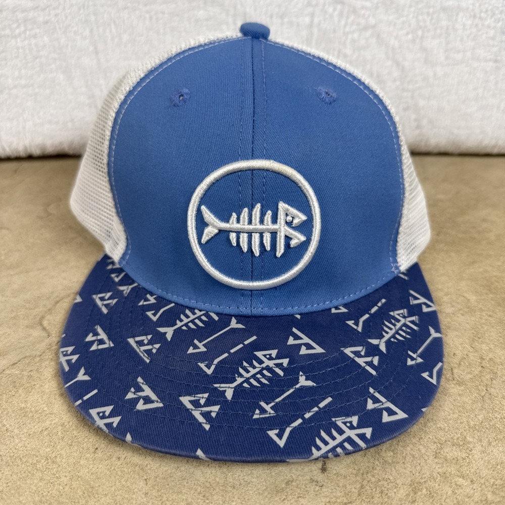 Flat Brim Trucker Cap Adjustable Snapback Hat Mesh Back Unisex One‎ Size Blue